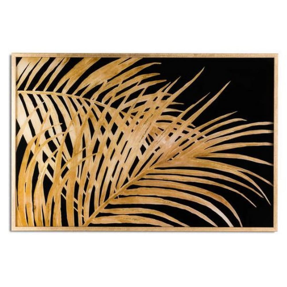 Hill Interiors Metallic Palm Leaf Glass Image In Gold Frame
