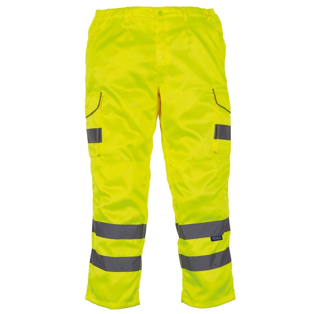 Yoko Hi Vis Polycotton Cargo byxor för män med knäfickor (paket med 2)
