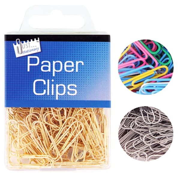 Just Stationery Assorted Paper Clips In Hanging Boxes (12 Packs)