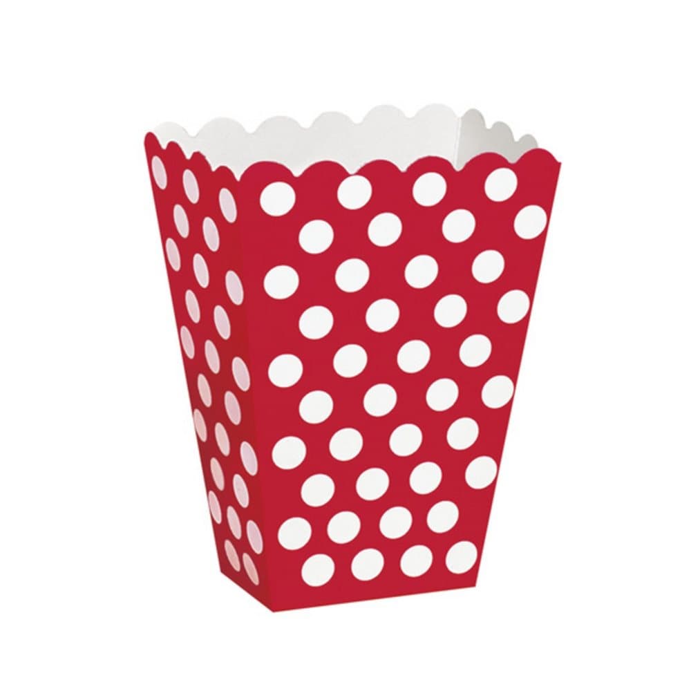 Unique Party Polka Dot Popcorn/Sweet Boxes (Pack Of 8)