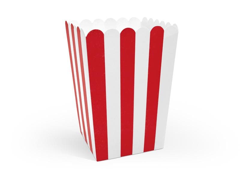 Popcornboxar Röd-Vita Randiga Lådor Askar Snackslådor 6-Pack