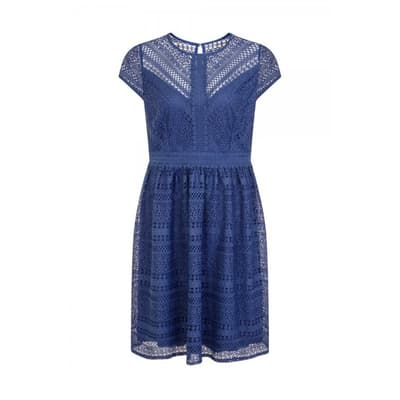 Little Mistress Curvy Womens/Ladies Emilia Geometric Lace Skater Dress