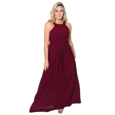 Krisp Womens/Ladies Pleated Front Chiffon Maxi Dress