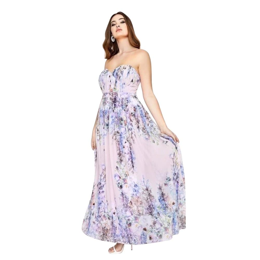 Little Mistress Curvy Womens/Ladies vårens blommiga Bandeau Maxiklänning