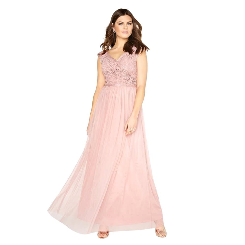 Little Mistress Womens/Ladies Wrap Over Lace Maxi Dress