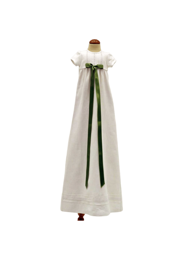 Baptism gown in white linen, 10 choices of bow  Grace of Sweden