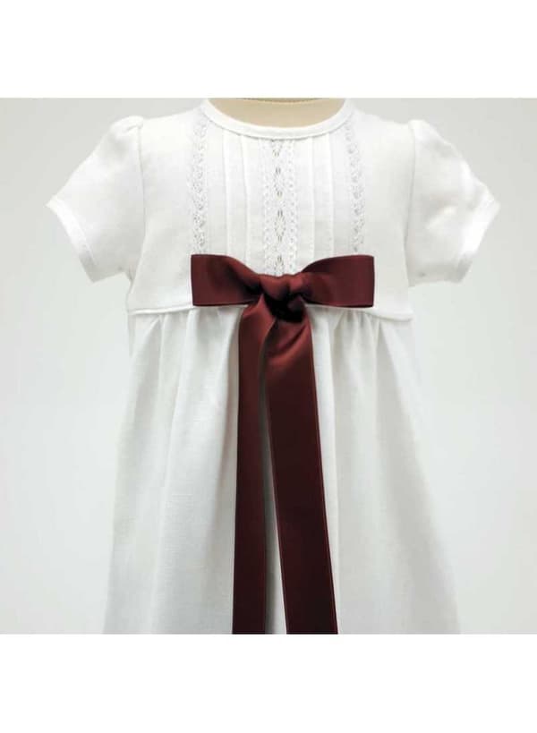 Baptism gown in white linen, 10 choices of bow  Grace of Sweden