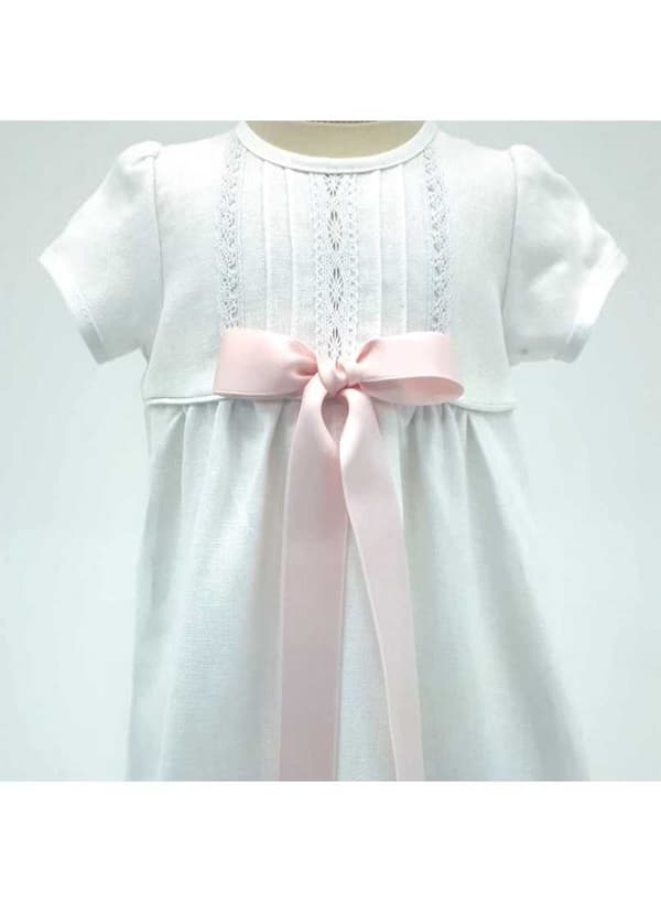 Baptism gown in white linen, 10 choices of bow  Grace of Sweden