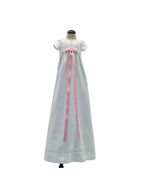 Baptism gown in white linen, 10 choices of bow  Grace of Sweden