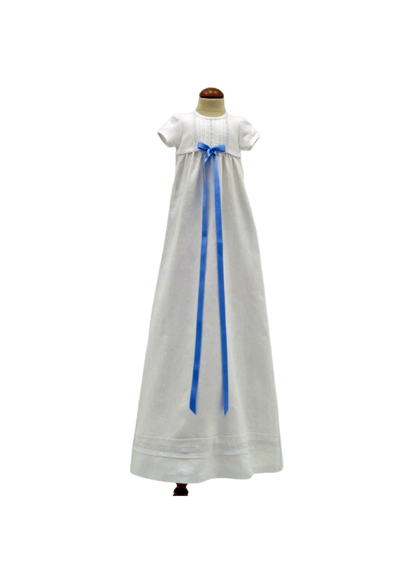 Baptism gown in white linen, 10 choices of bow  Grace of Sweden