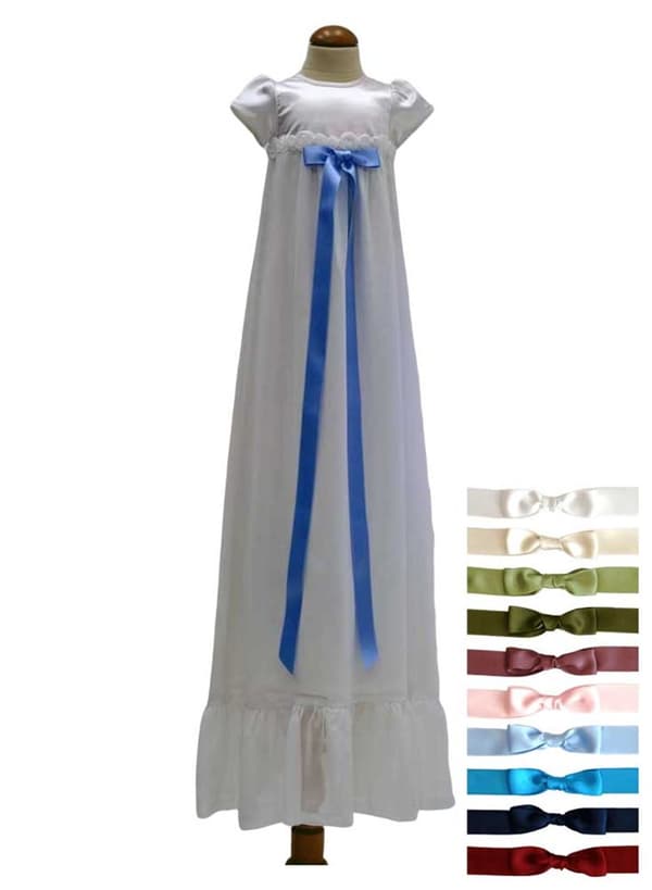 Christening gown - Grace of Sweden, 10 choices of  bow, Rose decoration