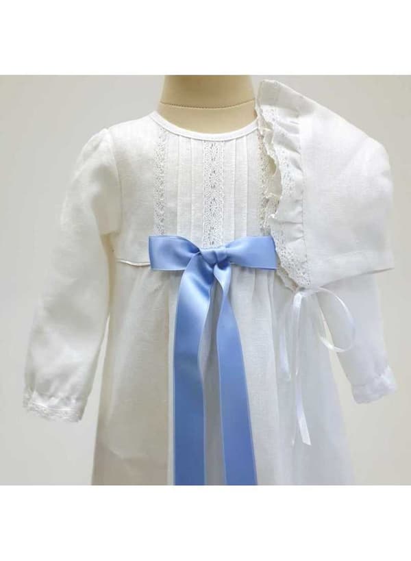 Christening gown - Grace of Sweden - White with long sleeve and bonnet. 10 bows options