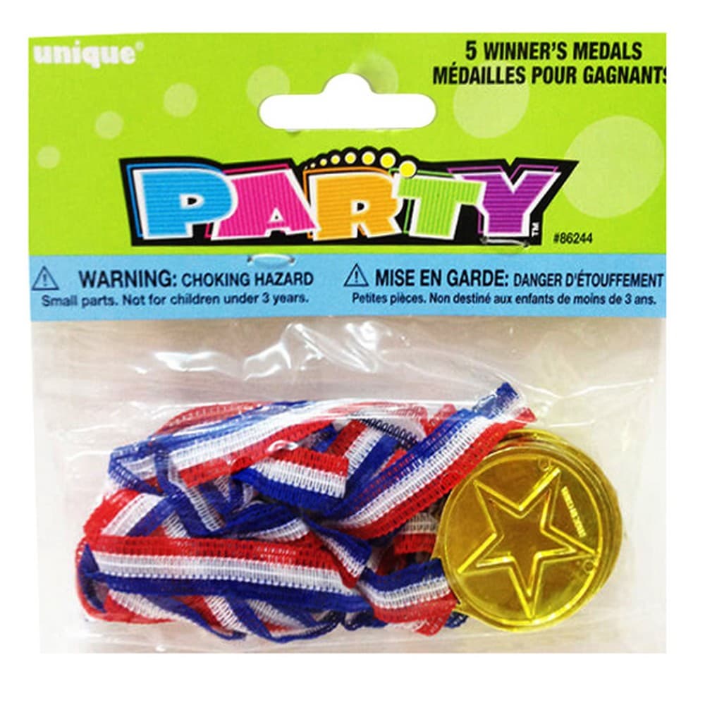 Unique Party Winners Medals With Neck Cord (Pack Of 5)