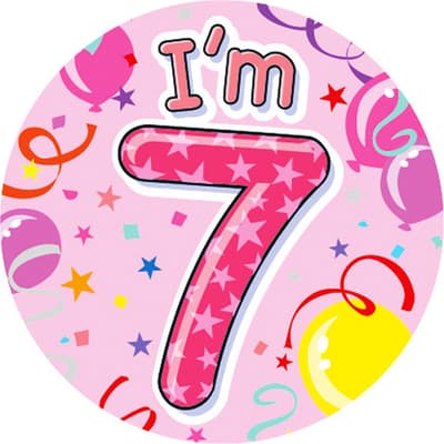 Expression Factory Childrens Girls I Am 7 Today Giant Badge