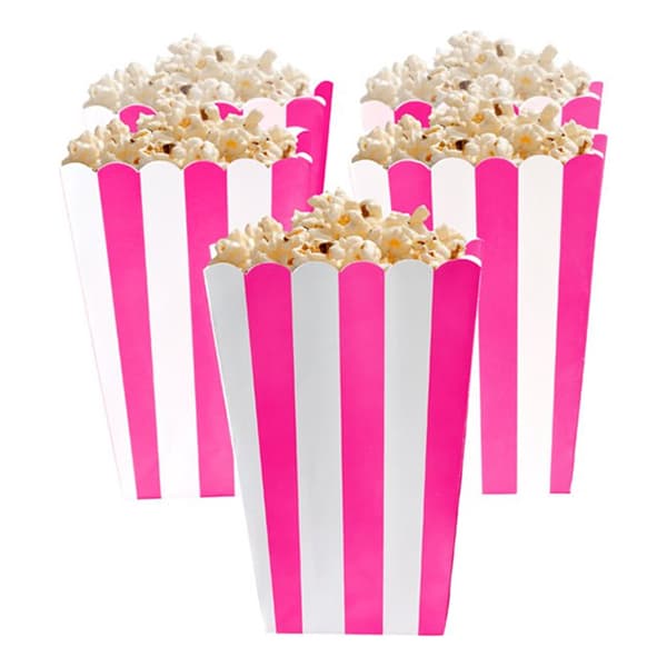 Popcornbægre Neonlyserøde Stribede