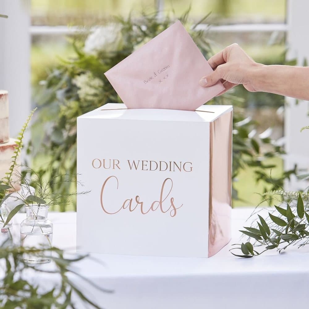Roséguld Kortlåda Bröllop - Wedding Post Box