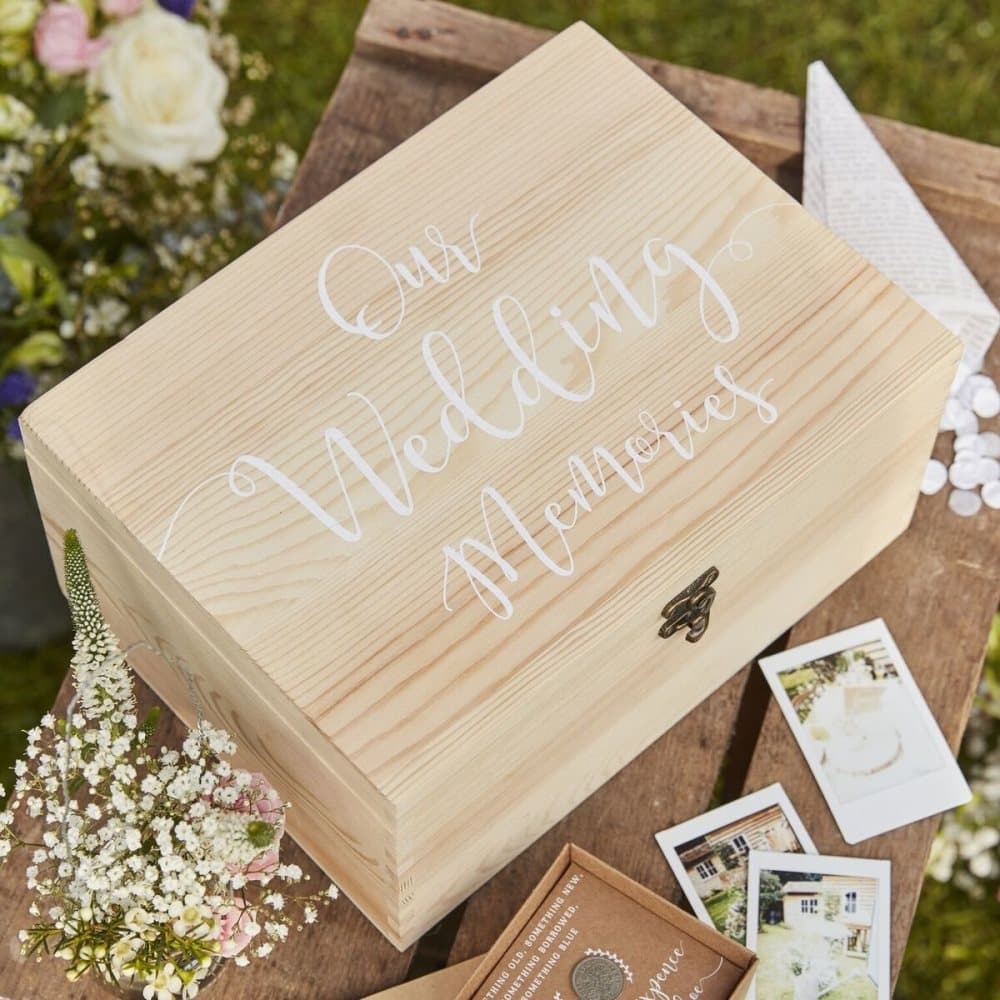 Wooden Memory Box Keepsake Trälåda Minneslåda Bröllop