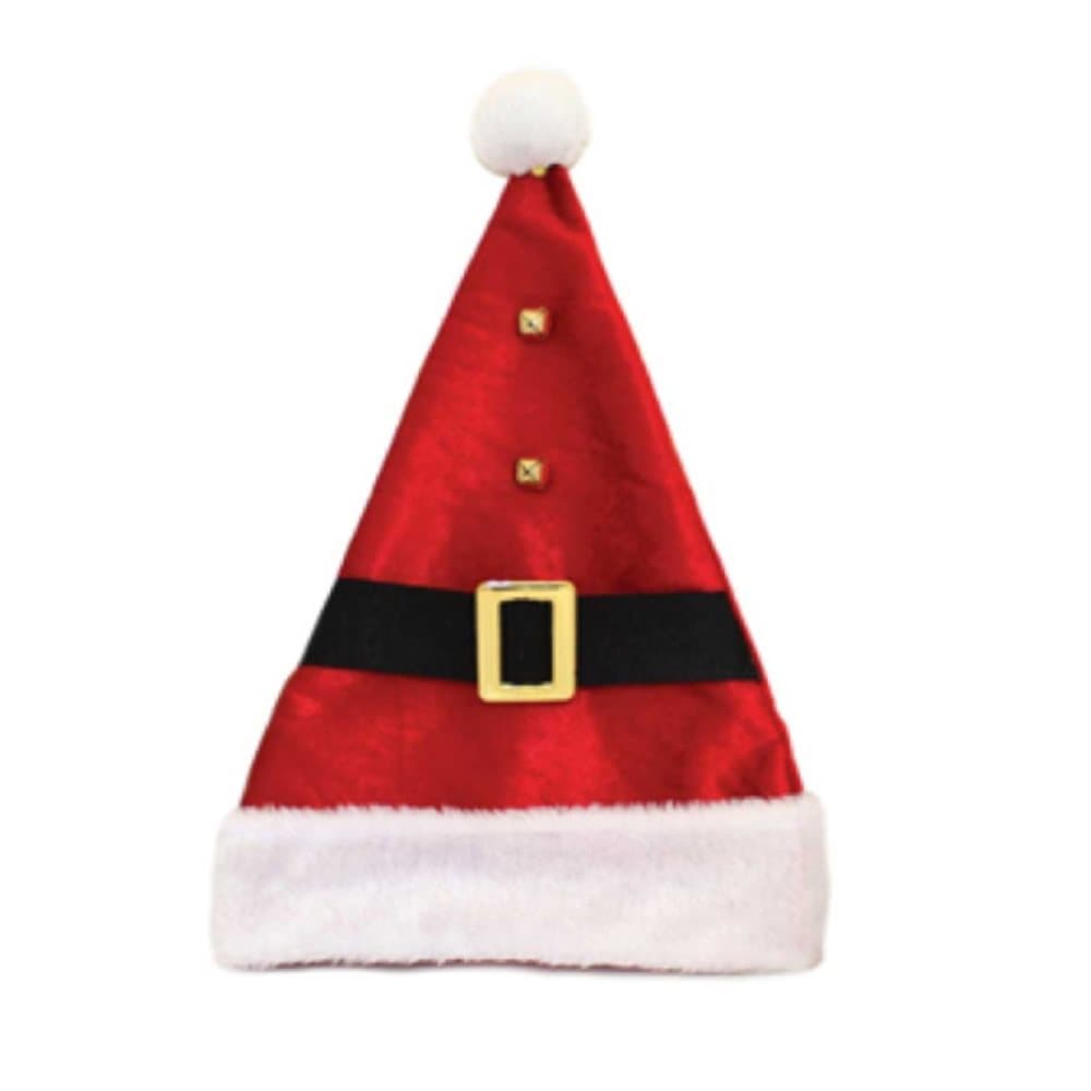 Seasons Greetings Santa Hat with Belt & Bells Design