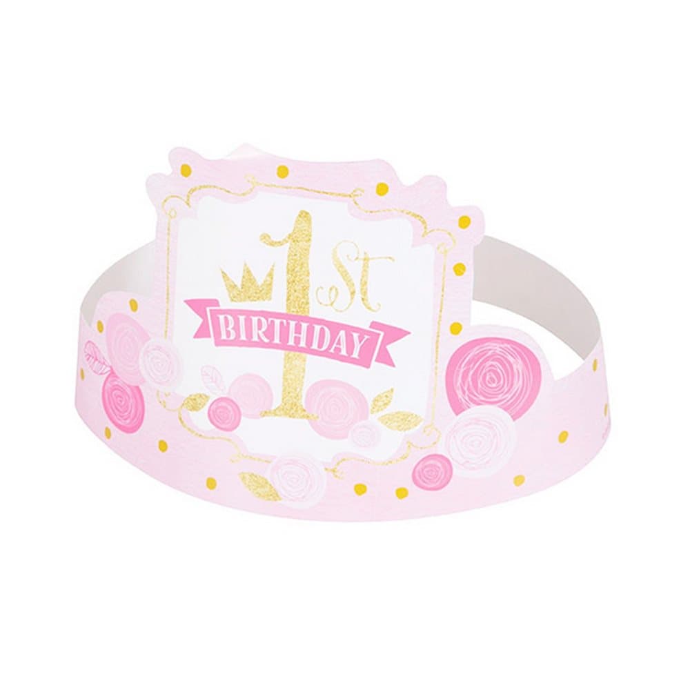 Unique Party Baby Girls 1st Birthday Hats (Pack Of 6)