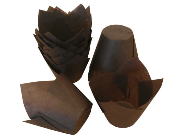 Tulipan kapsel 50g pergament mørkebrun Ø50x88mm 600stk/pk - (600 stk.)