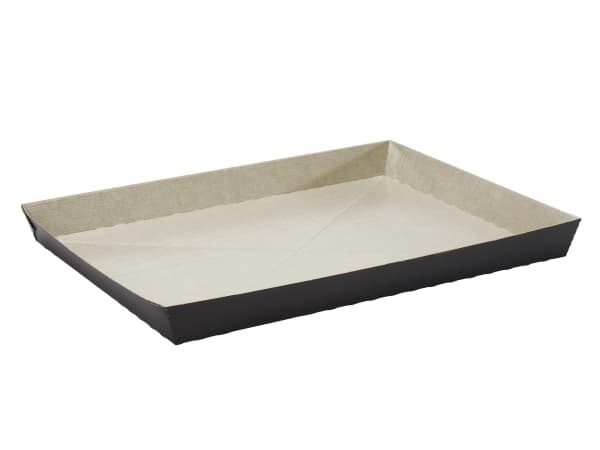 Kagebakke til ovn pap m/plast 384x284x35mm sort 50stk/pk - (50 stk.)