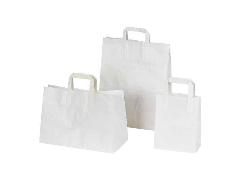 Papirsbærepose hvid 17L 80g 350/170x245mm 200stk/pak - (200 stk.)