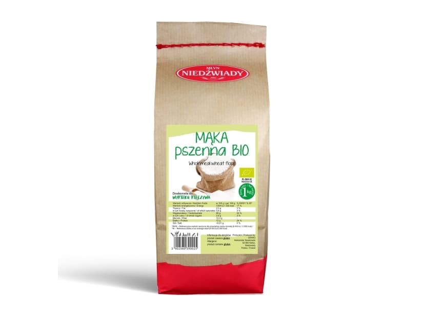 Wholemeal wheat flour BIO 1kg, Niedzwiady Mill