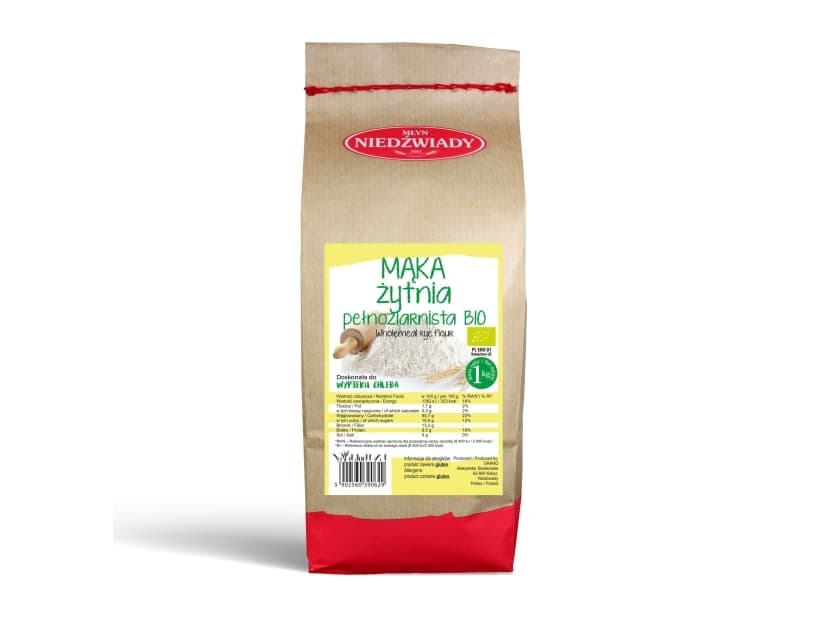 Wholemeal rye flour BIO 1kg, Niedzwiady Mill
