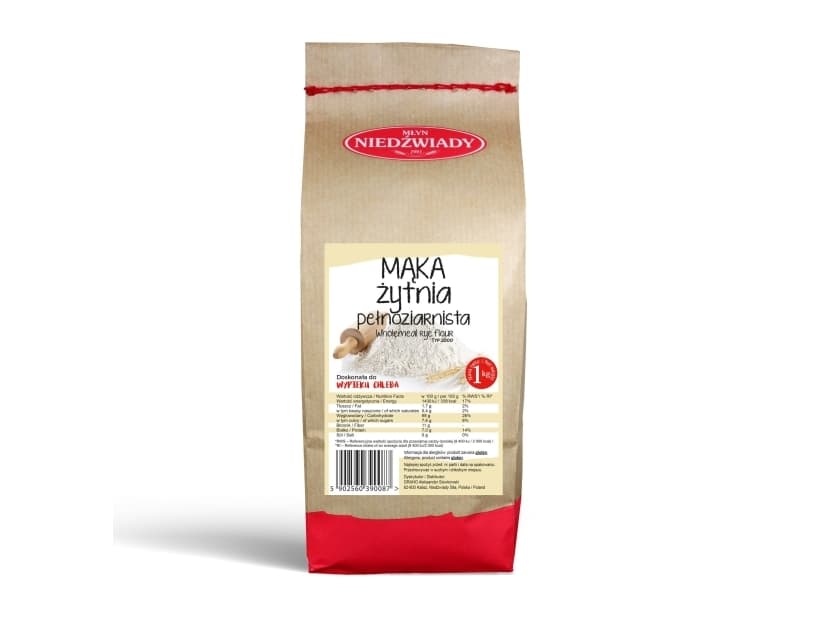 Wholemeal rye flour 1kg, Niedzwiady Mill