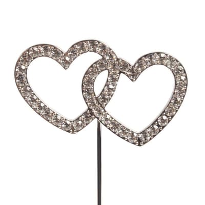 Cake Star Cake Topper Diamante Double Heart