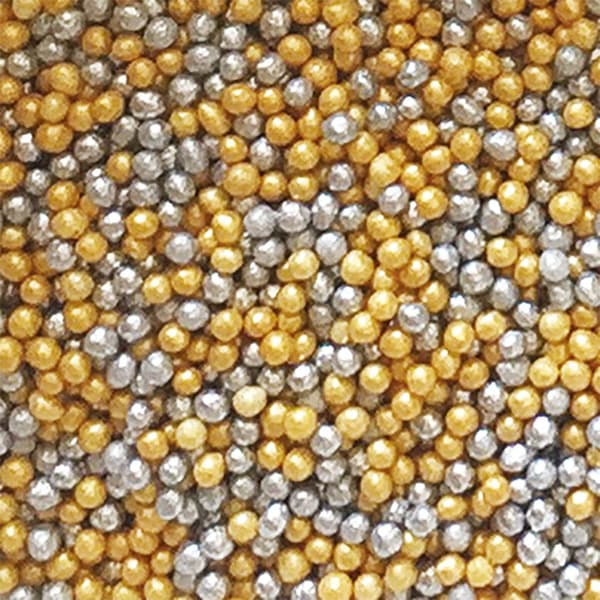 Guld och Silver Nonpareil Jul Sockerpärlor Strössel 100g - Decora