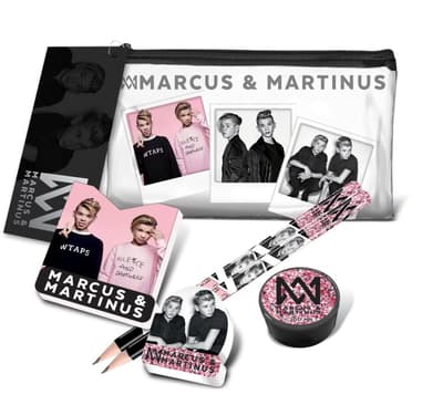 Marcus och Martinus Transparent pennfodral med innehåll