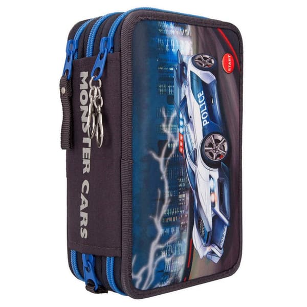 Monster Cars Triple Pencil Case with LED