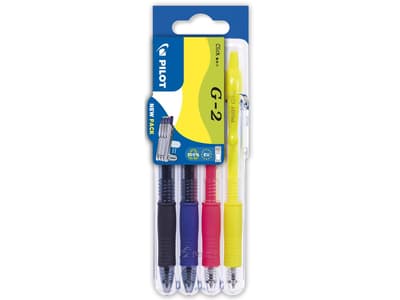 Gelbläckpenna Set2Got G-2 4-pack Svart/Blå/Gul/Rosa Pilot