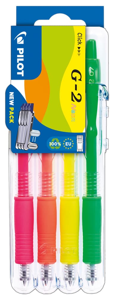 Gelbläckpenna Set2Go G-2 4-pack Neon Gul/Rosa/Orange/Grön Pilot
