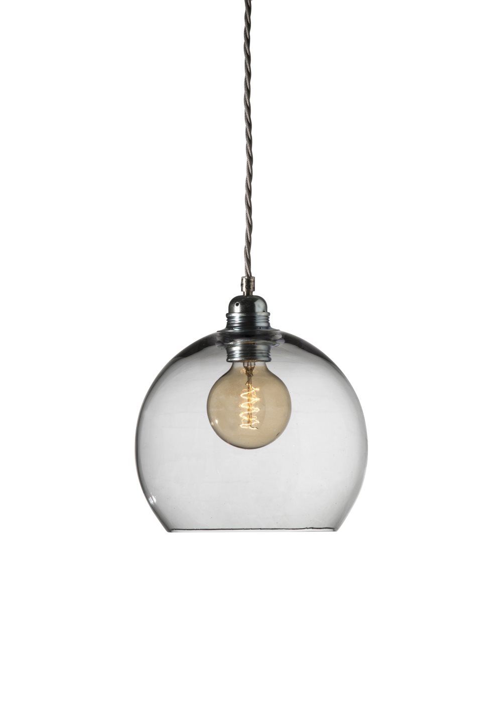 Ebb & Flow Rowan Taklampe Glass D: 22 H: 22 cm Smokey Grey Lampe. H: 20 cm. D: 22 cm | FINN.no