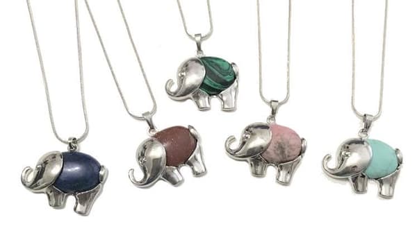 elefant hänge med GODSTONE 1 st med halsband