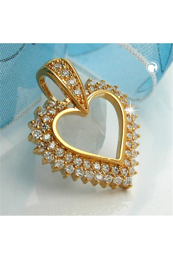 Pendant Large Heart With Zirconia 3 Micron Gold-Plated - GL30240