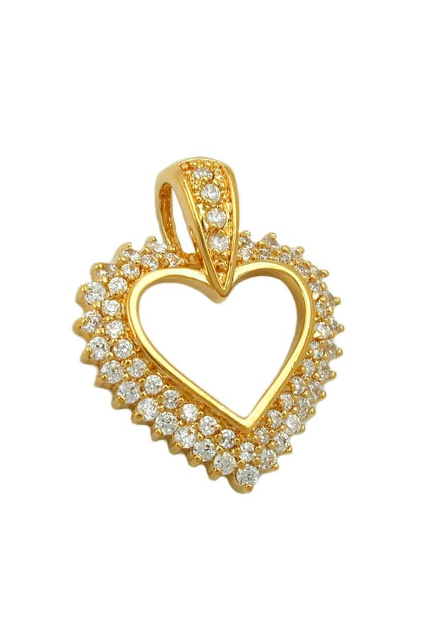 Pendant Large Heart With Zirconia 3 Micron Gold-Plated - GL30240