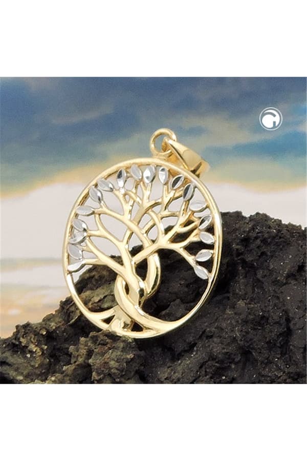 Pendant 17x16mm Tree Of Life Bicolor 9k Gold - GL431421