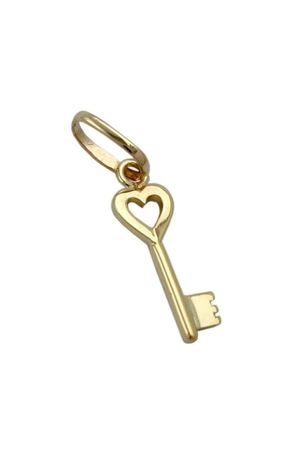 Pendant 13x5mm Key With Heart Shiny 9k Gold - GL430984