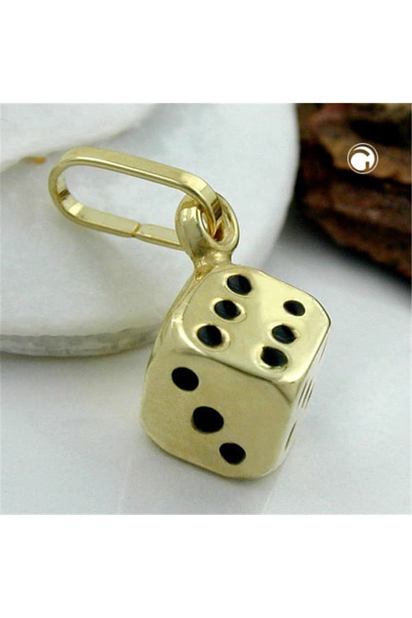 Pendant 5x5mm Dice Cube Shiny 9k Gold - GL430906