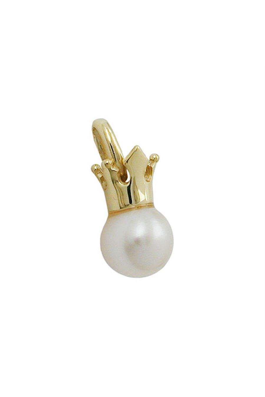 Pendant 11x6mm Freshwater Cultured Pearl With Crown 9k Gold - GL430882