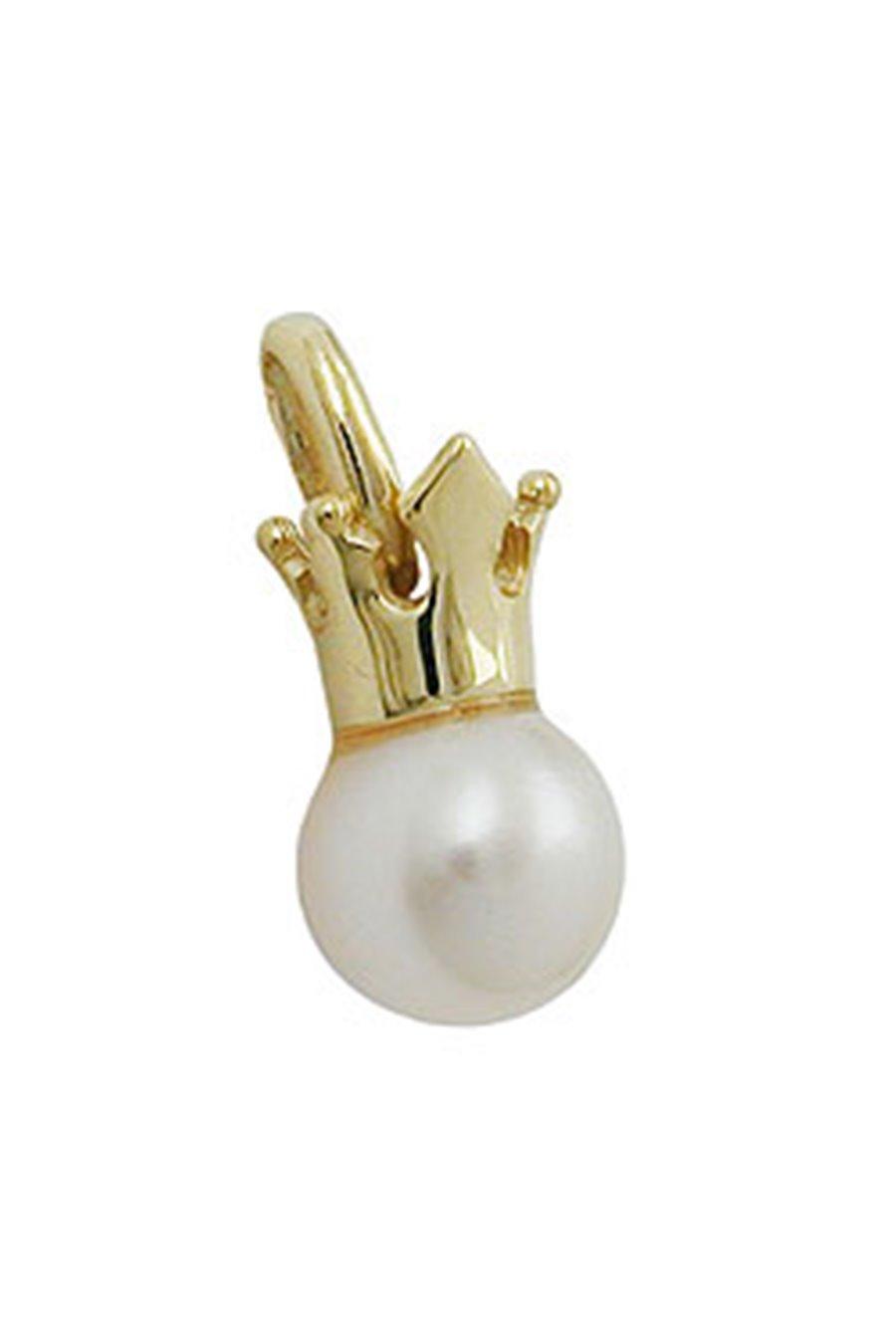 Pendant 11x6mm Freshwater Cultured Pearl With Crown 9k Gold - GL430882