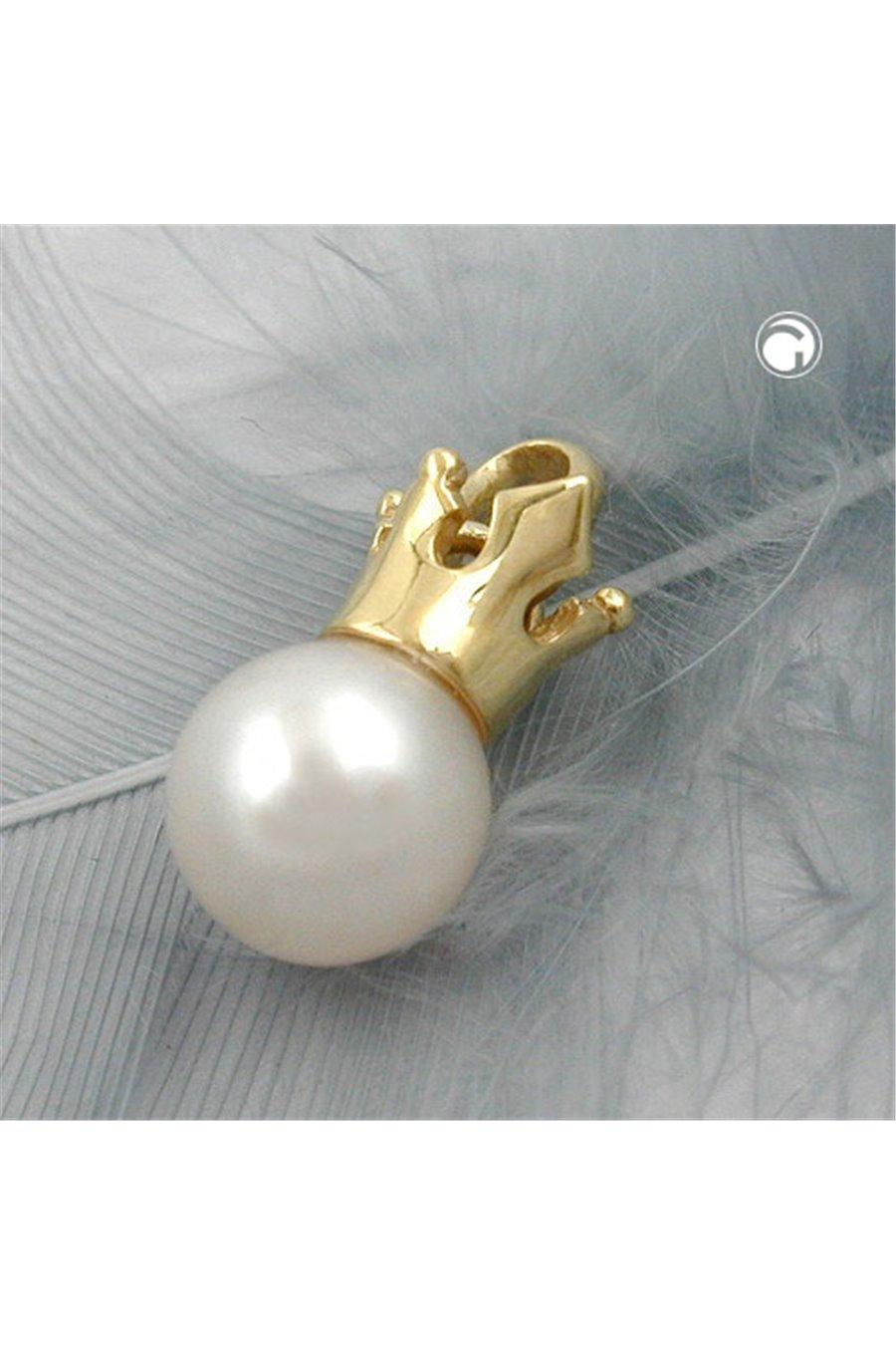 Pendant 11x6mm Freshwater Cultured Pearl With Crown 9k Gold - GL430882