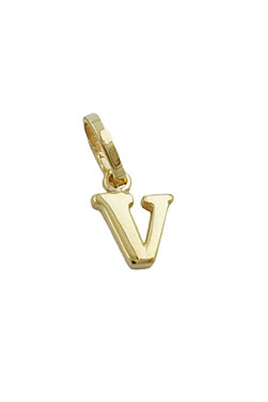 Pendant 8x6mm Initiale V Shiny 9k Gold - GL430871