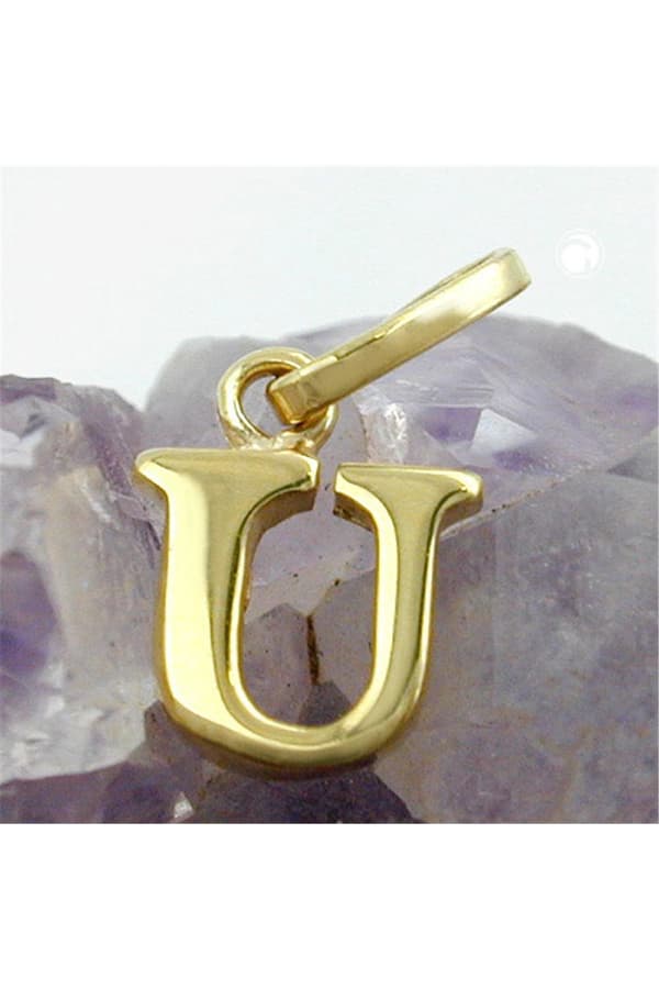 Pendant 8x6mm Initiale U Shiny 9k Gold - GL430870