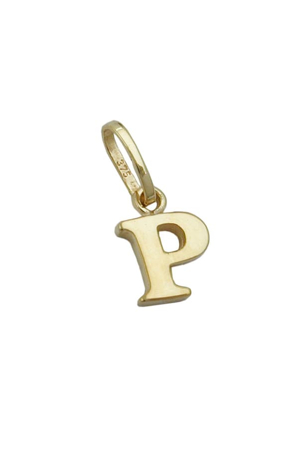 Pendant 8x6mm Initiale P Shiny 9k Gold - GL430865