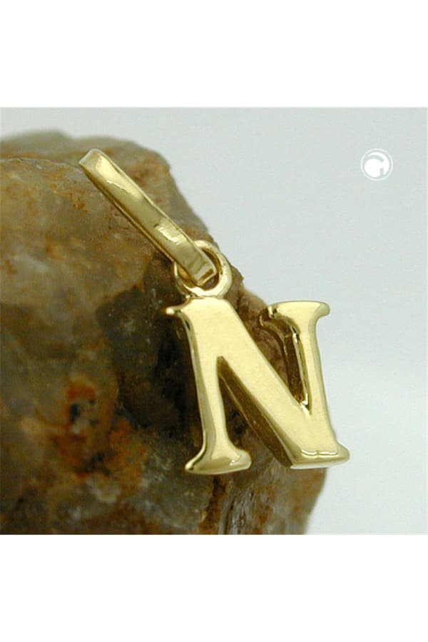 Pendant 8x6mm Initiale N Shiny 9k Gold - GL430863