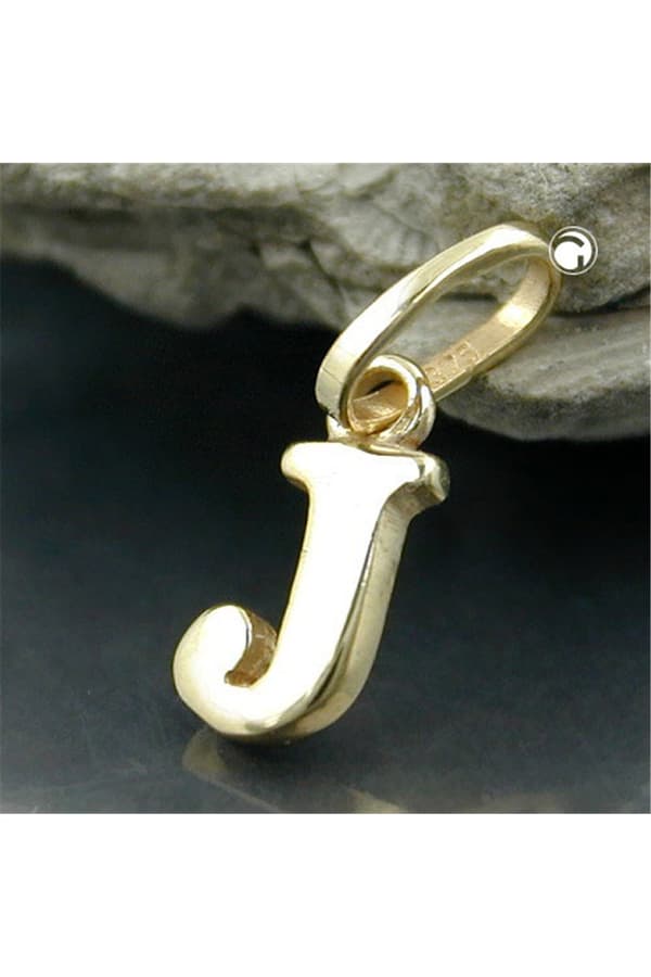 Pendant 8x4mm Initiale J Shiny 9k Gold - GL430859